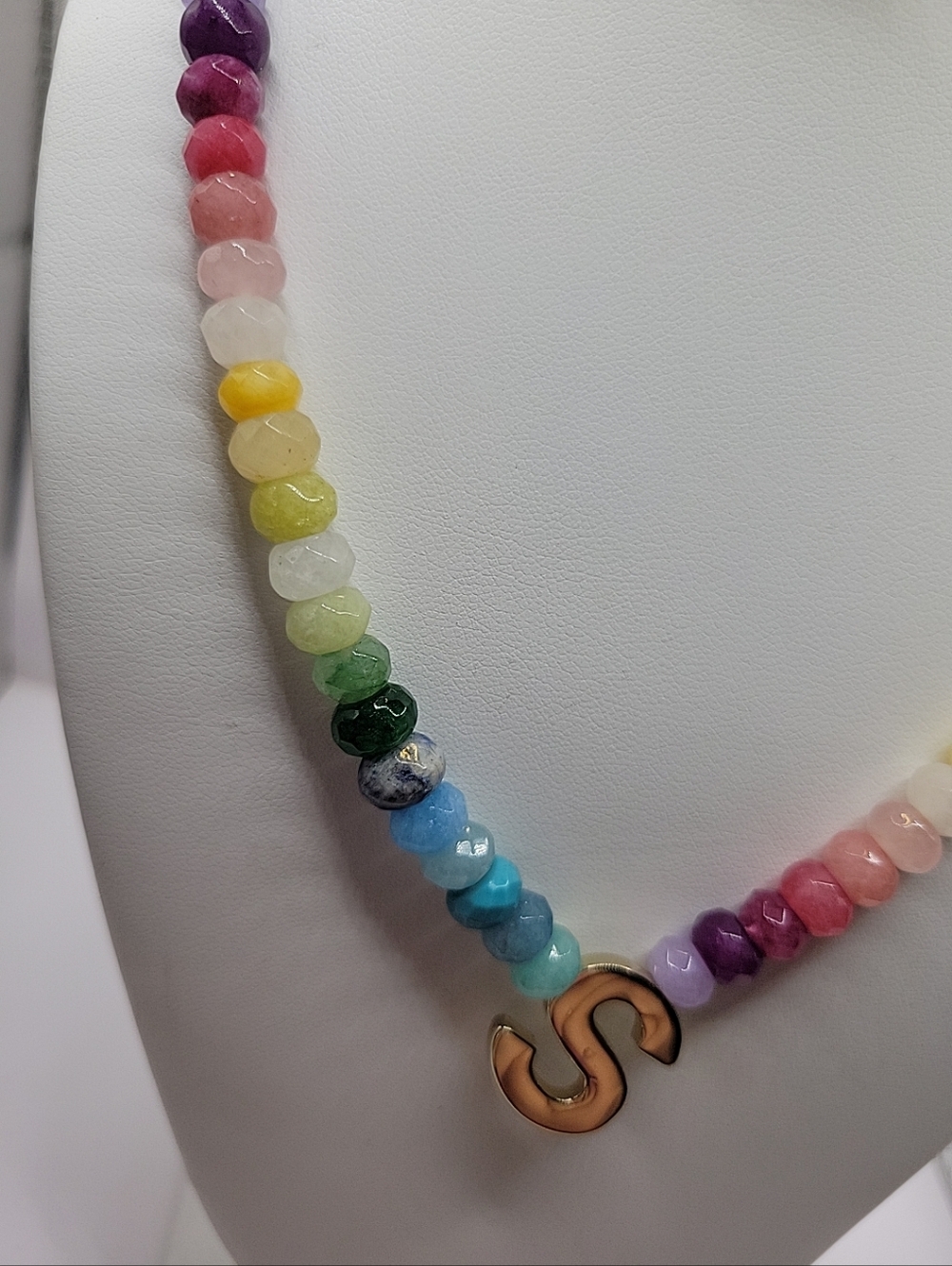 Baublebar Nwt Rainbow Beaded Necklace with Gold Initial S - Picture 8 of 8